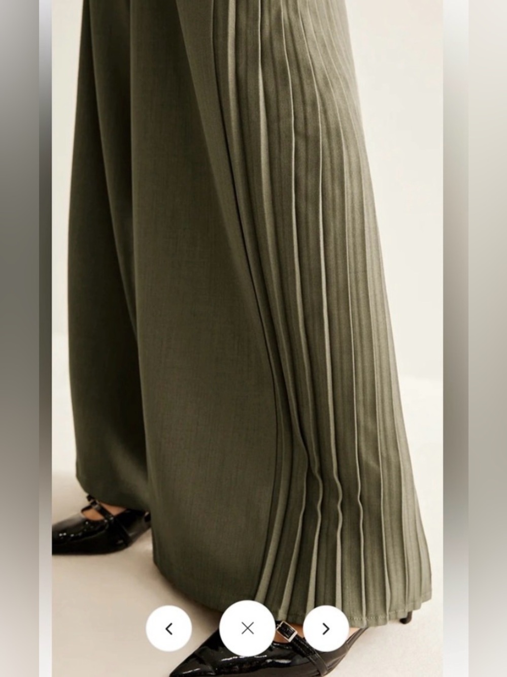 Commense Olive Green Side-pleated wide leg pants- NWT - Picture 7 of 8